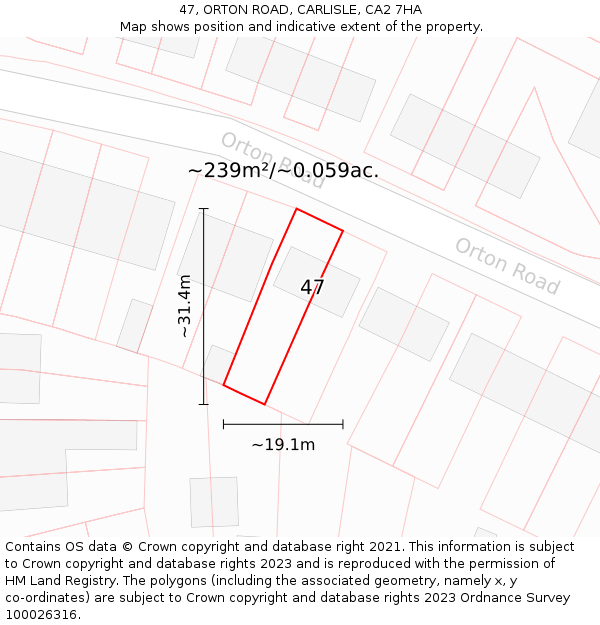 47, ORTON ROAD, CARLISLE, CA2 7HA: Plot and title map