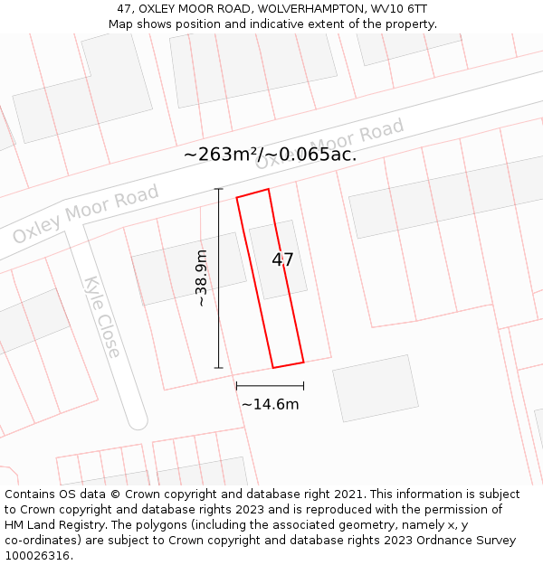 47, OXLEY MOOR ROAD, WOLVERHAMPTON, WV10 6TT: Plot and title map