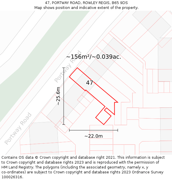 47, PORTWAY ROAD, ROWLEY REGIS, B65 9DS: Plot and title map