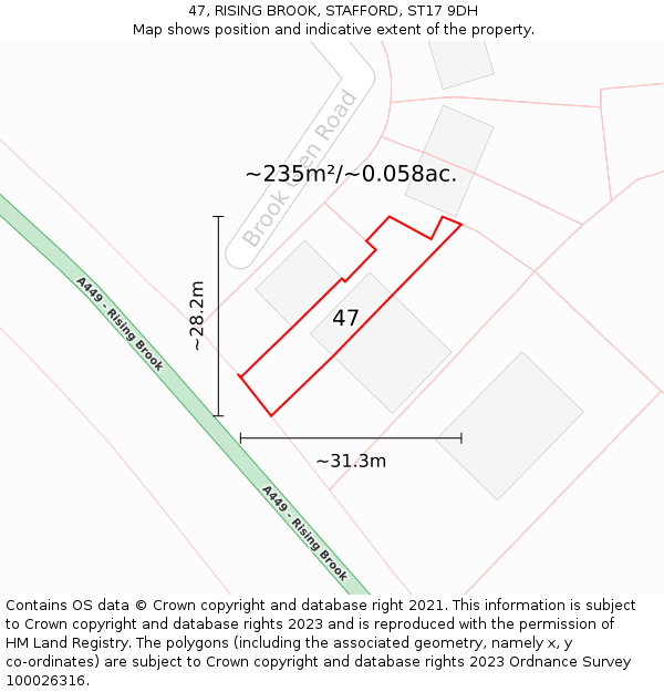 47, RISING BROOK, STAFFORD, ST17 9DH: Plot and title map