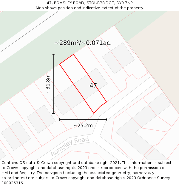 47, ROMSLEY ROAD, STOURBRIDGE, DY9 7NP: Plot and title map