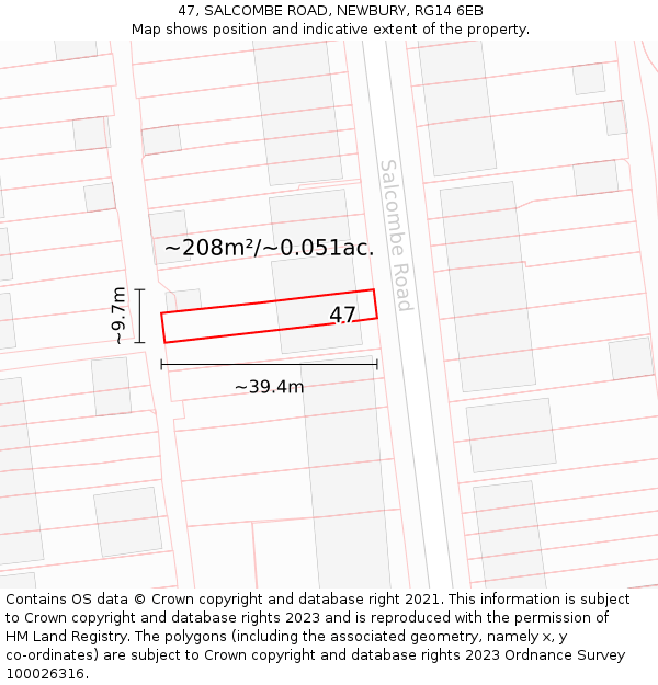 47, SALCOMBE ROAD, NEWBURY, RG14 6EB: Plot and title map
