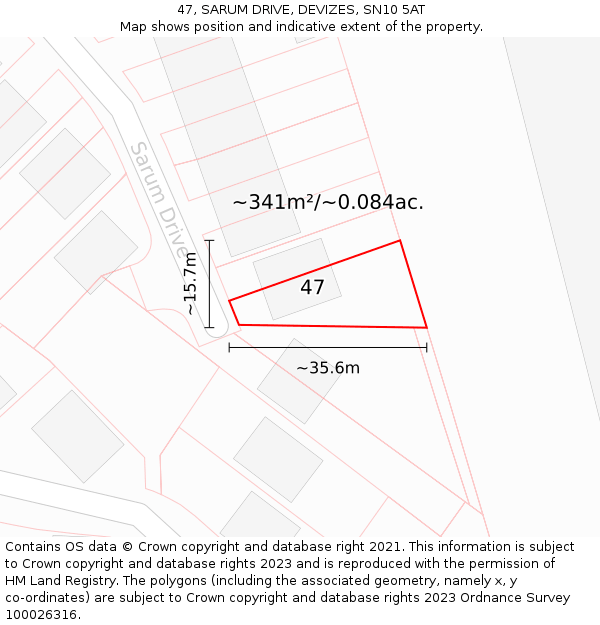 47, SARUM DRIVE, DEVIZES, SN10 5AT: Plot and title map