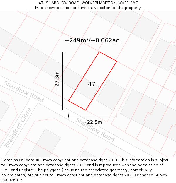 47, SHARDLOW ROAD, WOLVERHAMPTON, WV11 3AZ: Plot and title map