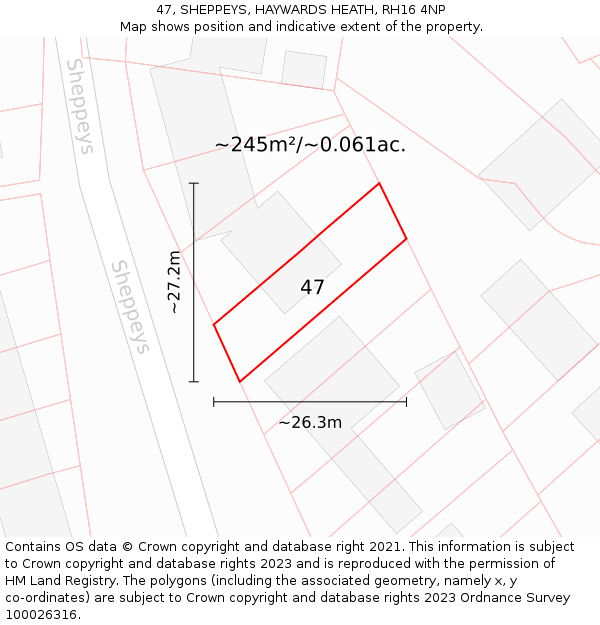 47, SHEPPEYS, HAYWARDS HEATH, RH16 4NP: Plot and title map