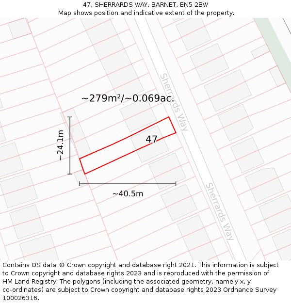 47, SHERRARDS WAY, BARNET, EN5 2BW: Plot and title map