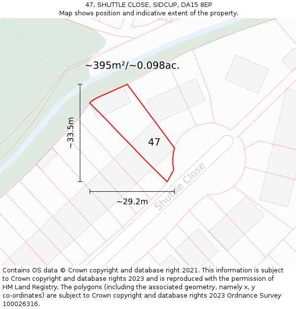 47, SHUTTLE CLOSE, SIDCUP, DA15 8EP: Plot and title map