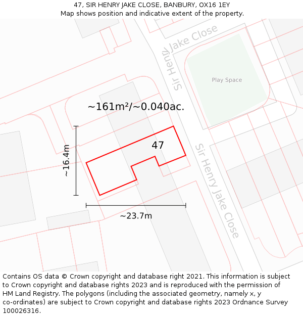 47, SIR HENRY JAKE CLOSE, BANBURY, OX16 1EY: Plot and title map