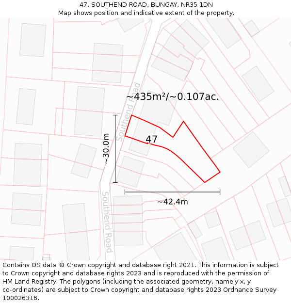 47, SOUTHEND ROAD, BUNGAY, NR35 1DN: Plot and title map