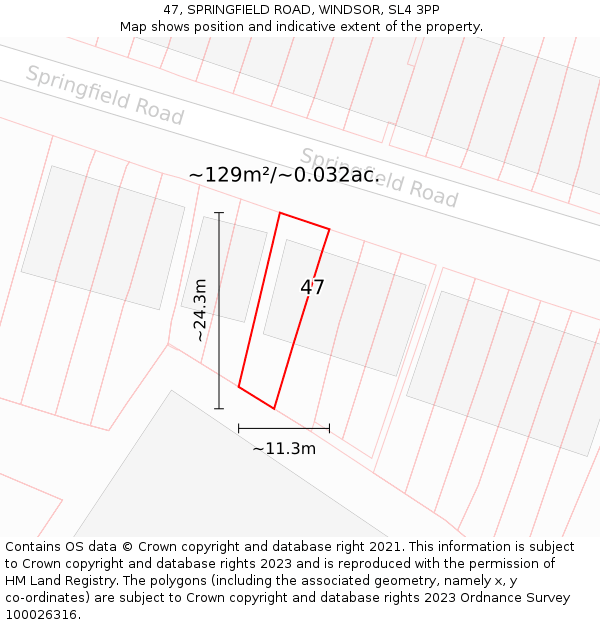 47, SPRINGFIELD ROAD, WINDSOR, SL4 3PP: Plot and title map