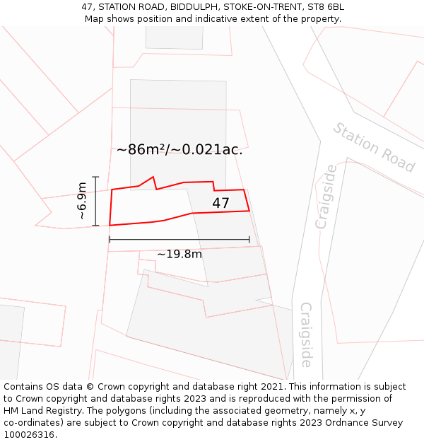 47, STATION ROAD, BIDDULPH, STOKE-ON-TRENT, ST8 6BL: Plot and title map