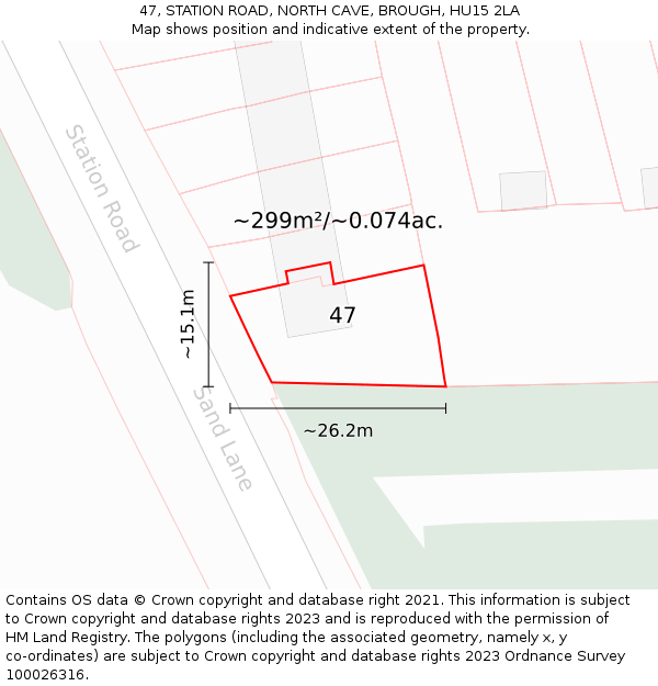 47, STATION ROAD, NORTH CAVE, BROUGH, HU15 2LA: Plot and title map