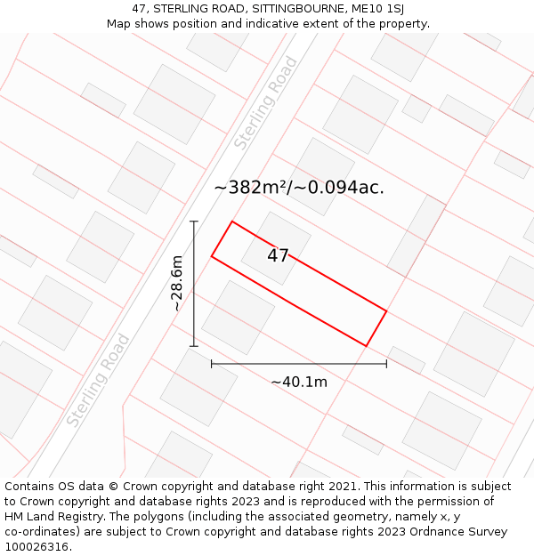 47, STERLING ROAD, SITTINGBOURNE, ME10 1SJ: Plot and title map