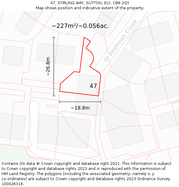47, STIRLING WAY, SUTTON, ELY, CB6 2QY: Plot and title map