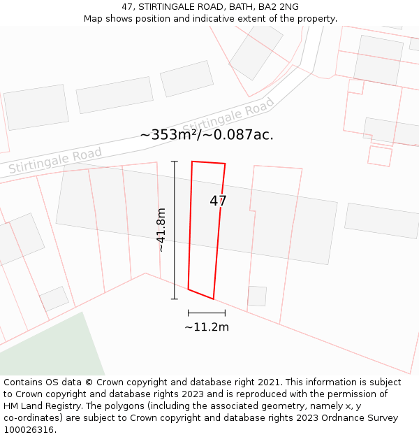 47, STIRTINGALE ROAD, BATH, BA2 2NG: Plot and title map