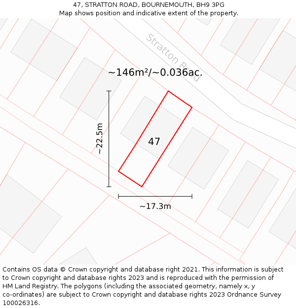 47, STRATTON ROAD, BOURNEMOUTH, BH9 3PG: Plot and title map