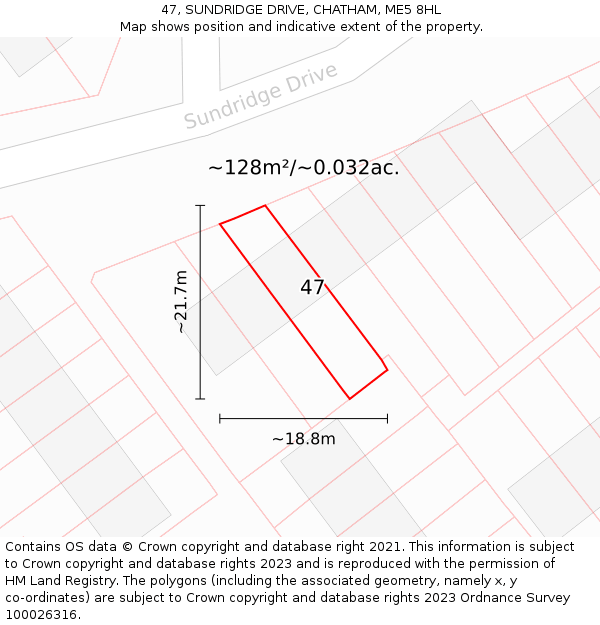 47, SUNDRIDGE DRIVE, CHATHAM, ME5 8HL: Plot and title map