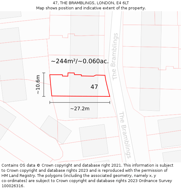 47, THE BRAMBLINGS, LONDON, E4 6LT: Plot and title map