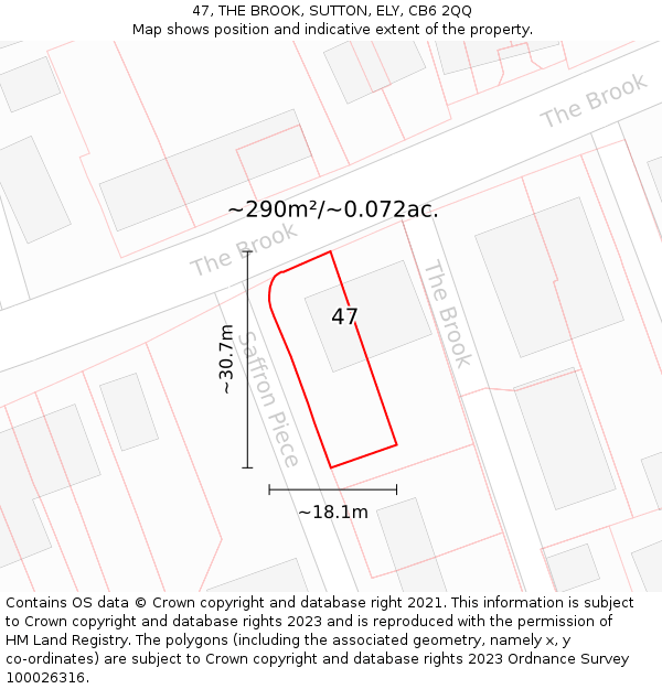 47, THE BROOK, SUTTON, ELY, CB6 2QQ: Plot and title map