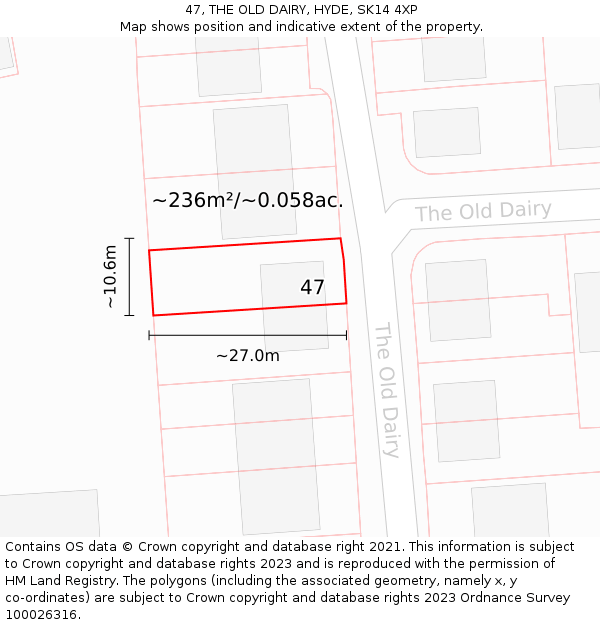 47, THE OLD DAIRY, HYDE, SK14 4XP: Plot and title map