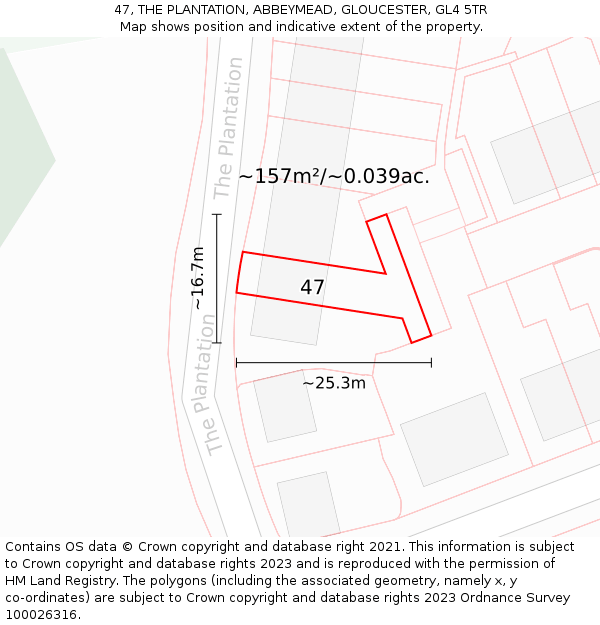 47, THE PLANTATION, ABBEYMEAD, GLOUCESTER, GL4 5TR: Plot and title map