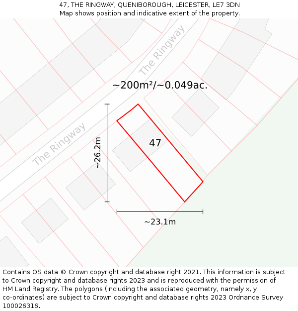 47, THE RINGWAY, QUENIBOROUGH, LEICESTER, LE7 3DN: Plot and title map