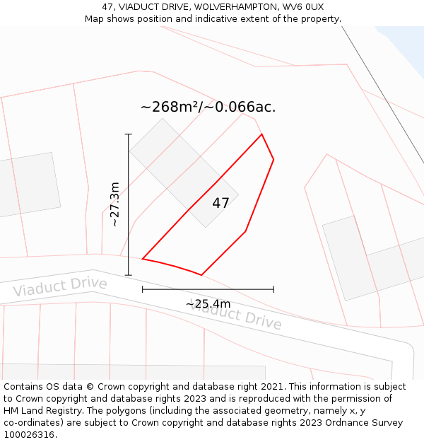 47, VIADUCT DRIVE, WOLVERHAMPTON, WV6 0UX: Plot and title map