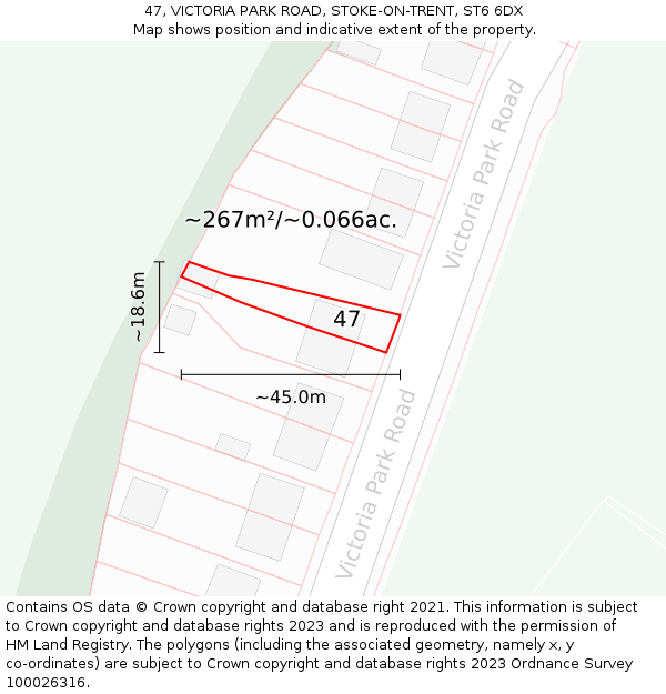 47, VICTORIA PARK ROAD, STOKE-ON-TRENT, ST6 6DX: Plot and title map