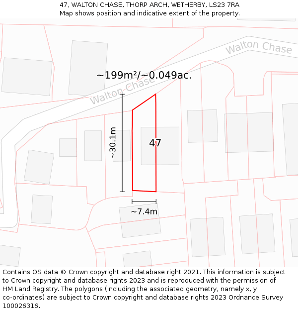 47, WALTON CHASE, THORP ARCH, WETHERBY, LS23 7RA: Plot and title map