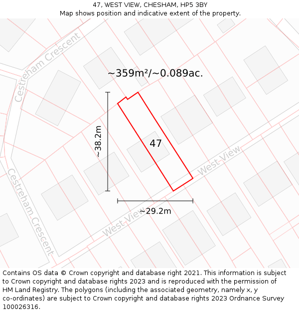 47, WEST VIEW, CHESHAM, HP5 3BY: Plot and title map