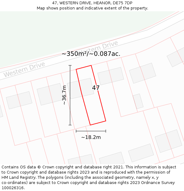 47, WESTERN DRIVE, HEANOR, DE75 7DP: Plot and title map