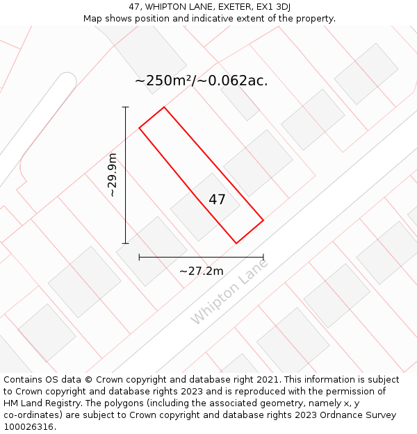 47, WHIPTON LANE, EXETER, EX1 3DJ: Plot and title map