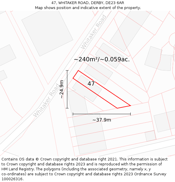 47, WHITAKER ROAD, DERBY, DE23 6AR: Plot and title map