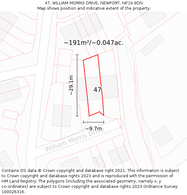47, WILLIAM MORRIS DRIVE, NEWPORT, NP19 9DN: Plot and title map