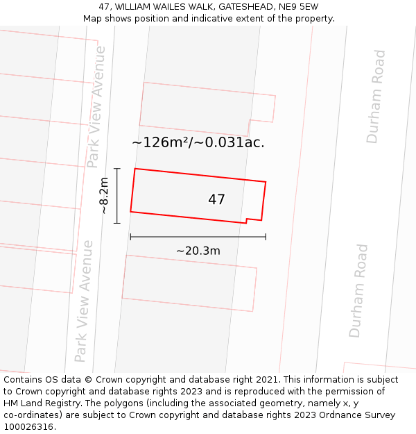 47, WILLIAM WAILES WALK, GATESHEAD, NE9 5EW: Plot and title map