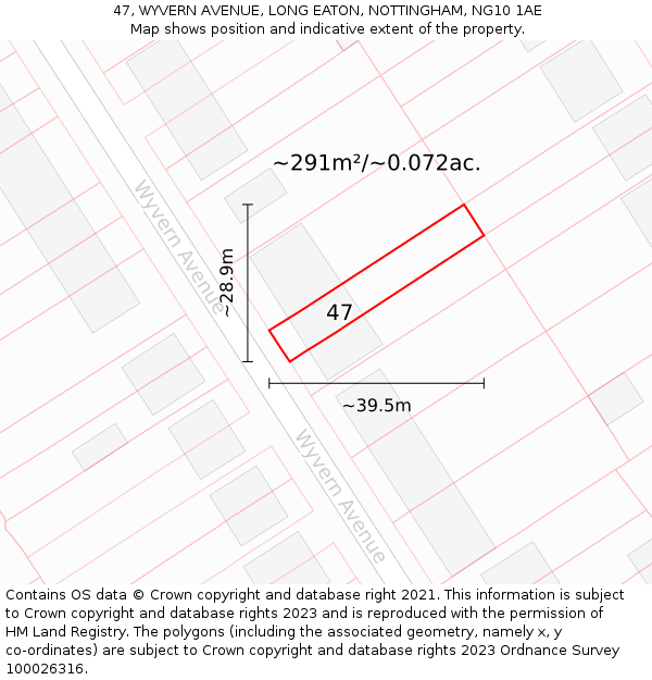 47, WYVERN AVENUE, LONG EATON, NOTTINGHAM, NG10 1AE: Plot and title map