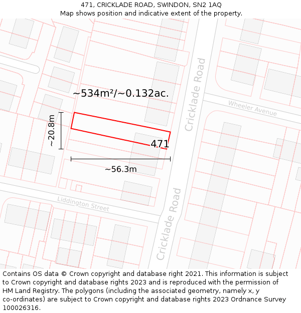 471, CRICKLADE ROAD, SWINDON, SN2 1AQ: Plot and title map