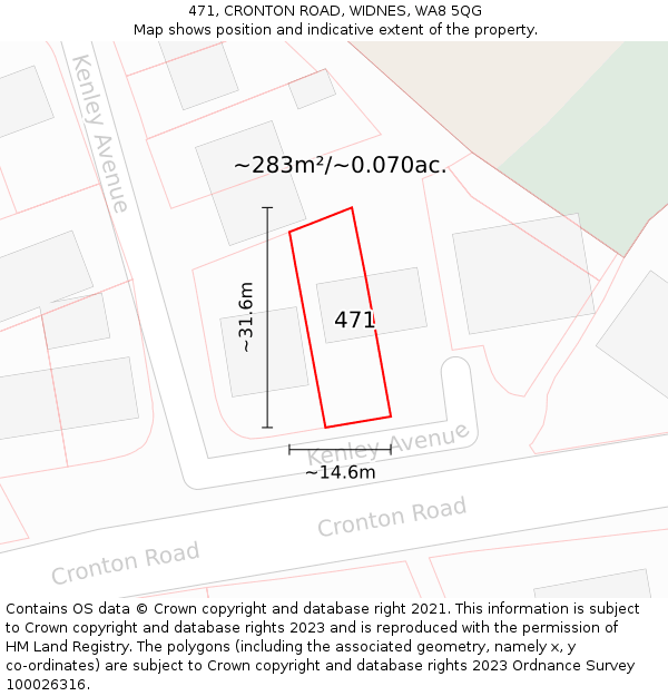471, CRONTON ROAD, WIDNES, WA8 5QG: Plot and title map