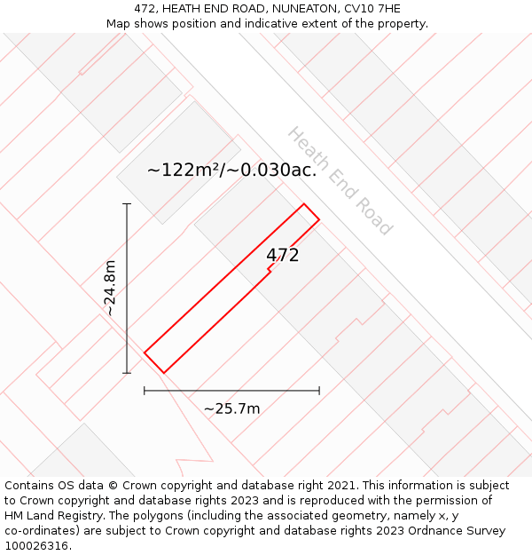 472, HEATH END ROAD, NUNEATON, CV10 7HE: Plot and title map