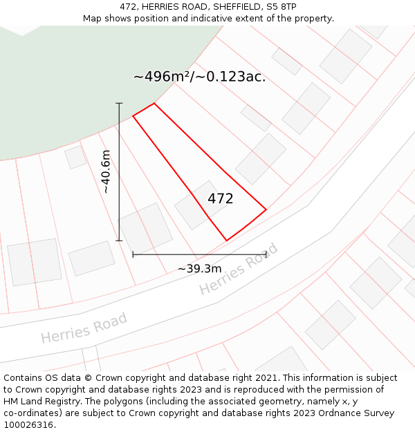 472, HERRIES ROAD, SHEFFIELD, S5 8TP: Plot and title map