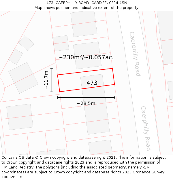 473, CAERPHILLY ROAD, CARDIFF, CF14 4SN: Plot and title map