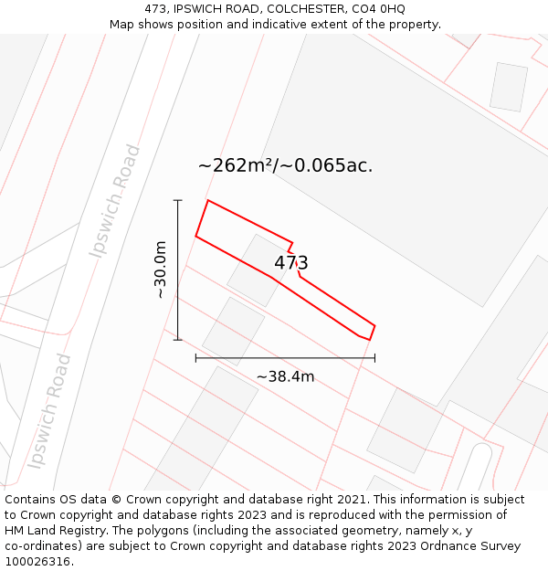 473, IPSWICH ROAD, COLCHESTER, CO4 0HQ: Plot and title map