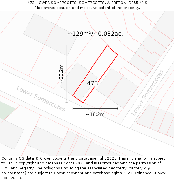 473, LOWER SOMERCOTES, SOMERCOTES, ALFRETON, DE55 4NS: Plot and title map