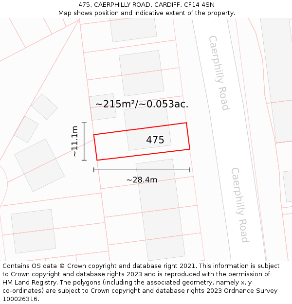 475, CAERPHILLY ROAD, CARDIFF, CF14 4SN: Plot and title map