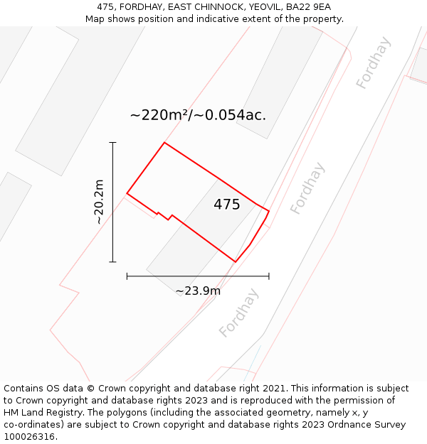 475, FORDHAY, EAST CHINNOCK, YEOVIL, BA22 9EA: Plot and title map
