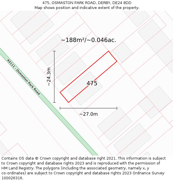 475, OSMASTON PARK ROAD, DERBY, DE24 8DD: Plot and title map