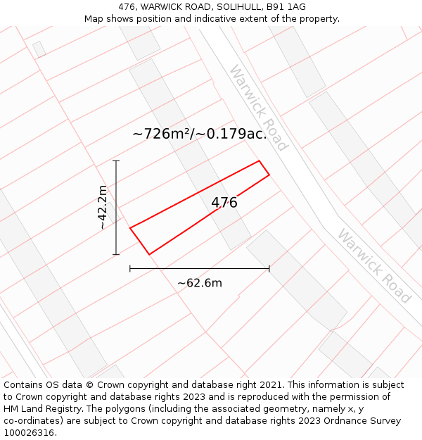 476, WARWICK ROAD, SOLIHULL, B91 1AG: Plot and title map