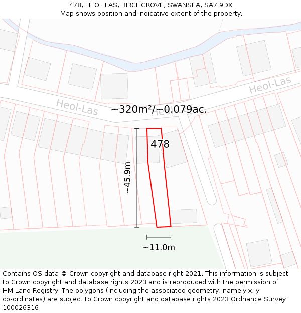 478, HEOL LAS, BIRCHGROVE, SWANSEA, SA7 9DX: Plot and title map