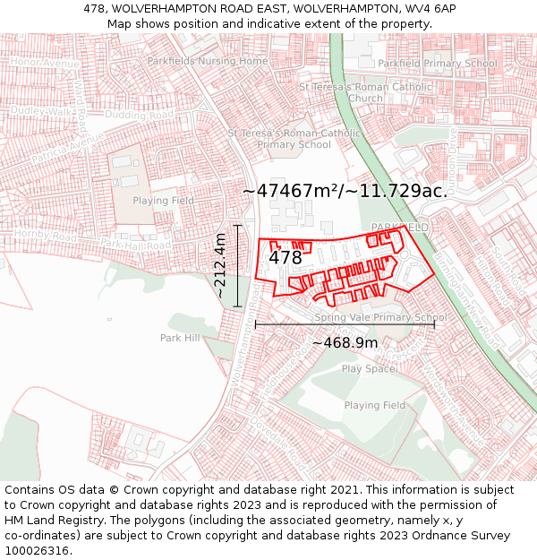 478, WOLVERHAMPTON ROAD EAST, WOLVERHAMPTON, WV4 6AP: Plot and title map