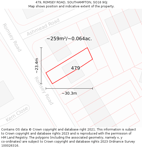479, ROMSEY ROAD, SOUTHAMPTON, SO16 9GJ: Plot and title map